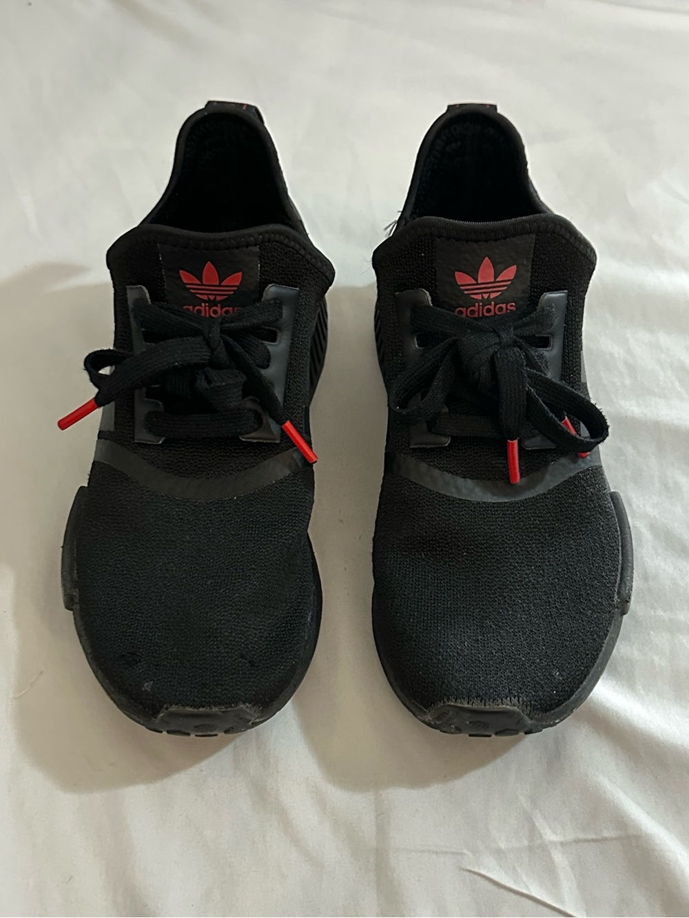 adidas Black Sneakers with Red Logo and Lace Tips
